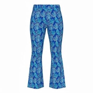 Lulu-B Blue Coral Reef Rope Print Flare Leg Pants Womens 1X Nautical Resort